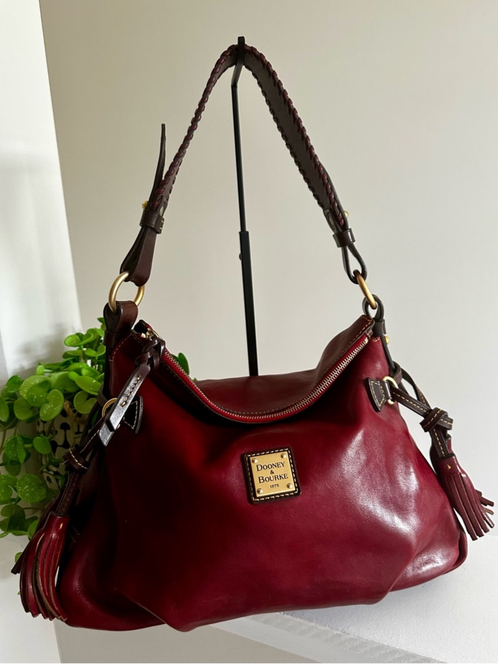 Dooney & Bourke Bordeaux Toledo Florentine Leather Teagan Hobo